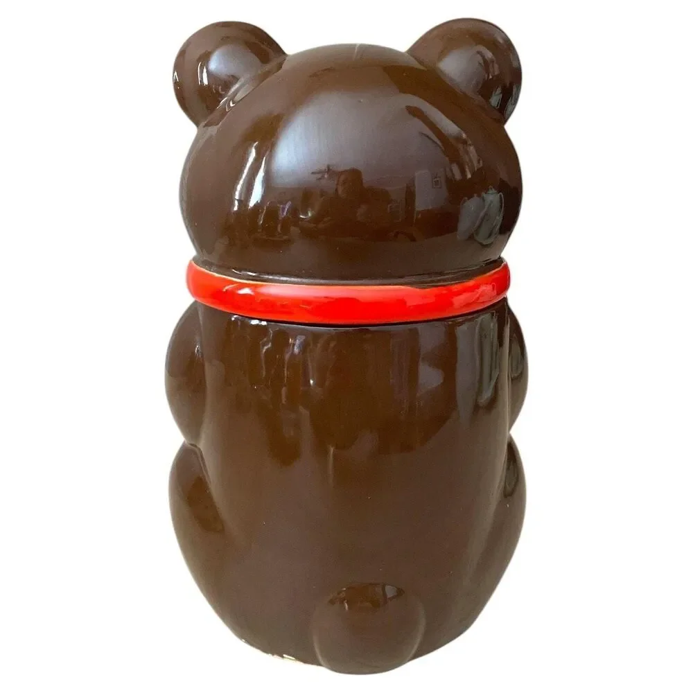 Vintage Teddy Bear Cookie Jar: Brown Ceramic Kawaii Kitchen Decor